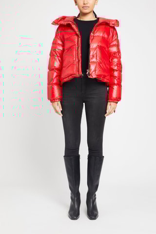 Gewatteerde Jas met Capuchon Rood
