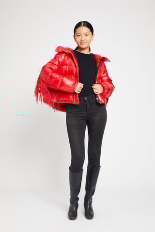 Gewatteerde Jas met Capuchon Rood