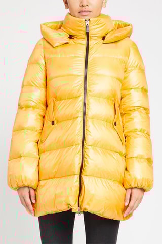 Doudoune midi brillante à capuche Jaune