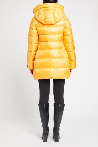 Doudoune midi brillante à capuche Jaune