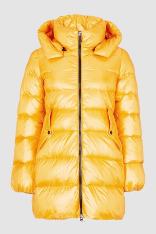 Doudoune midi brillante à capuche Jaune