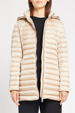 Doudoune midi à capuche Beige