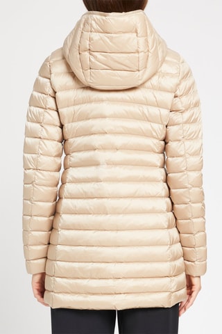 Doudoune midi à capuche Beige