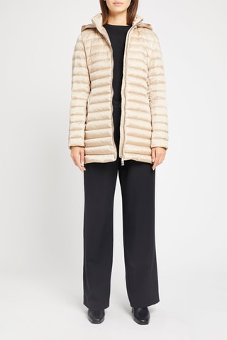 Doudoune midi à capuche Beige