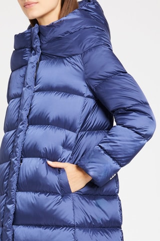 Doudoune longue à capuche Bleu