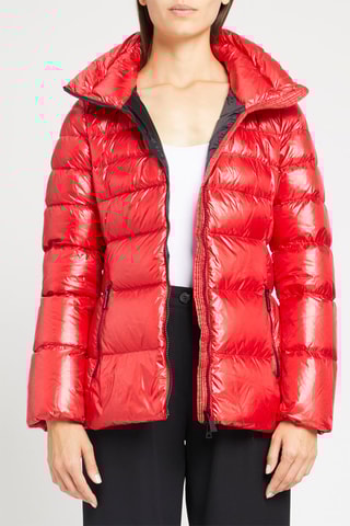 Doudoune brillante à capuche Rouge brillant