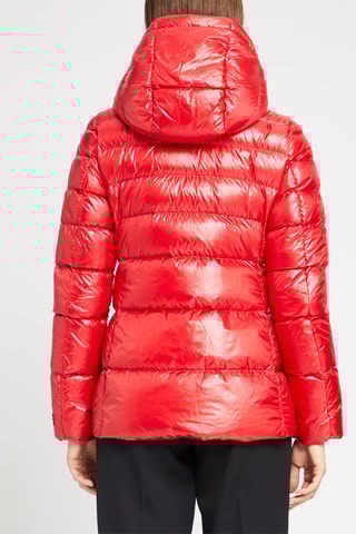 Doudoune brillante à capuche Rouge brillant