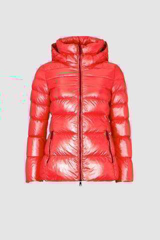 Doudoune brillante à capuche Rouge brillant