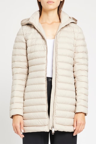 Doudoune midi à capuche Beige