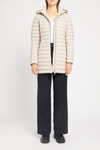 Doudoune midi à capuche Beige