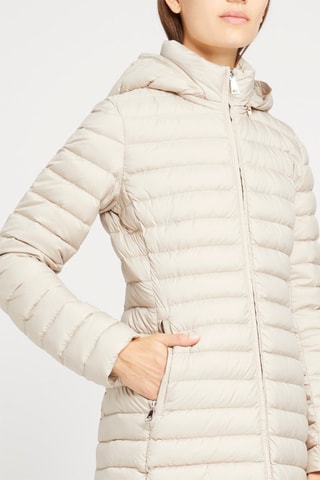 Doudoune midi à capuche Beige