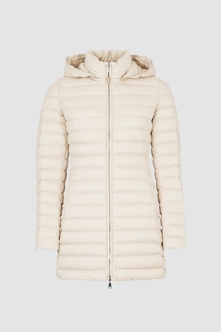 Doudoune midi à capuche Beige