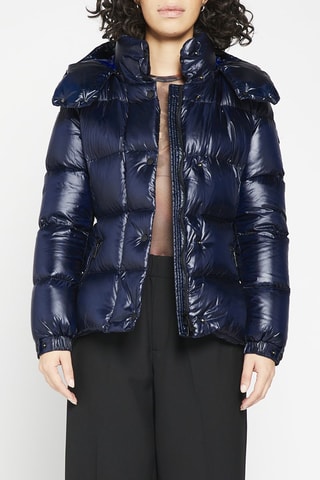 Gewatteerde Jas met Capuchon Marineblauw