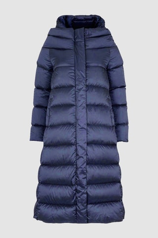 Doudoune longue à capuche Bleu nuit