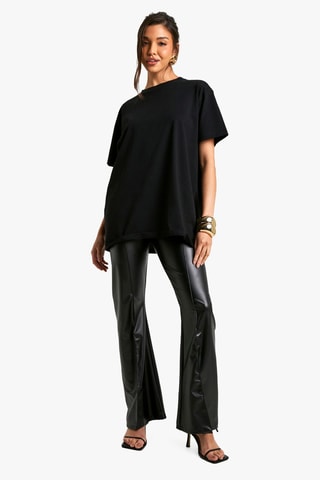 Leren Flare Broek - Zwart