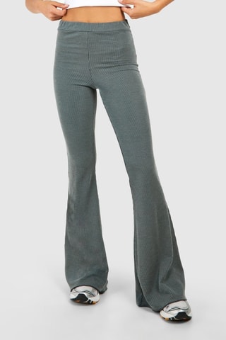Pantalon flare taille haute - Gris