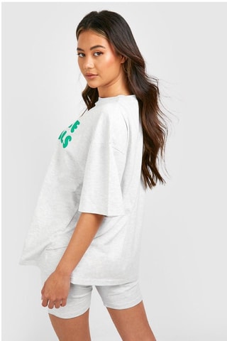 T-shirt Oversized en Short - Gemêleerd Lichtgrijs