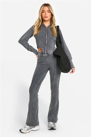 Sweater Met Capuchon en Broek Flare - Antraciet