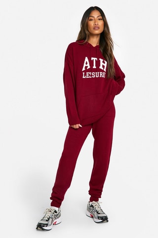 Trui met Capuchon en Broek - Bordeauxrood