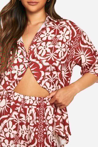 Blouse Oversized en Broek Wide Legs - Roestbruin