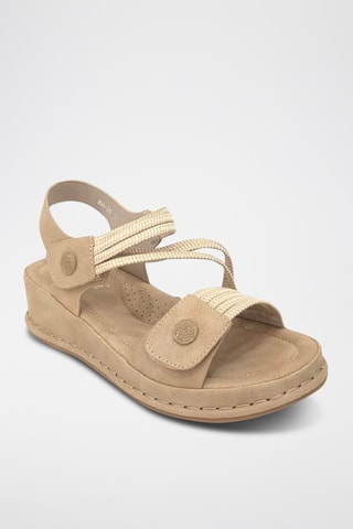 Sandalen met Sleehak - Kaki