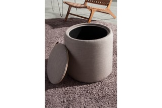 Pouf - Imitation chêne et gris