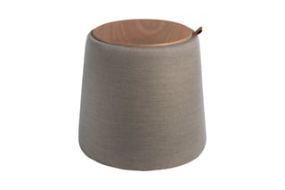 Pouf - Imitation chêne et gris