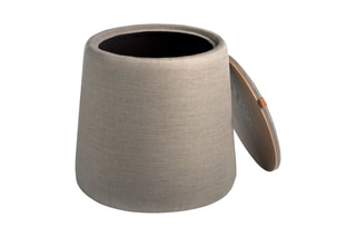 Pouf - Imitation chêne et gris