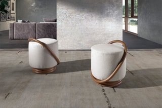Pouf - Blanc et naturel