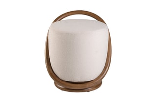 Pouf - Blanc et naturel