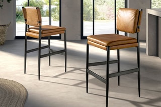 Tabouret de bar en cuir - 49 x 55 x 112 cm