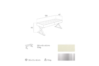 Banc de lit Blanc et argenté