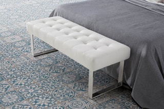 Banc de lit Blanc et argenté