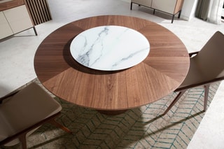 Table à manger - Imitation noyer et blanc