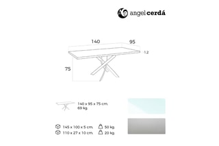 Table à manger en verre - 140 x 95 x 75 cm