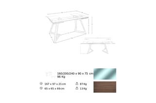 Mesa de refeição extensível - Transparente e natural