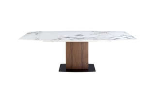 Table extensible à manger - Blanc et imitation noyer