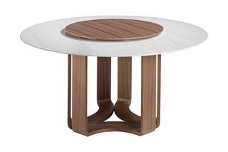 Table en porcelaine et noyer - 150 x 75 x 150 cm