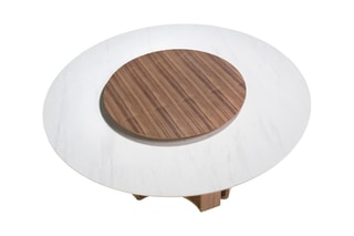 Table en porcelaine et noyer - 150 x 75 x 150 cm