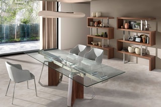 Table à manger extensible en verre trempé - 180 x 100 x 76 cm