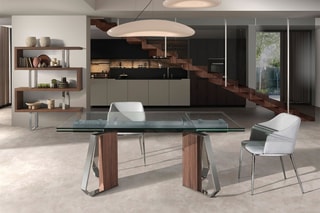 Table à manger extensible en verre trempé - 180 x 100 x 76 cm
