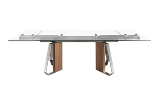 Table à manger extensible en verre trempé - 180 x 100 x 76 cm