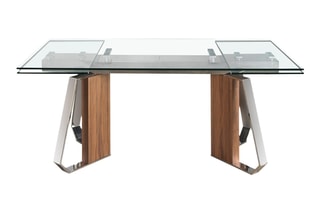 Table à manger extensible en verre trempé - 180 x 100 x 76 cm