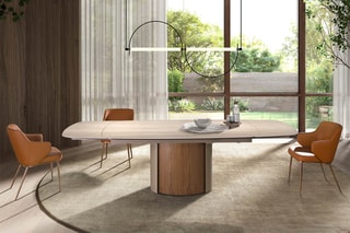 Table à manger extensible en marbre - 180 x 100 x 76 cm