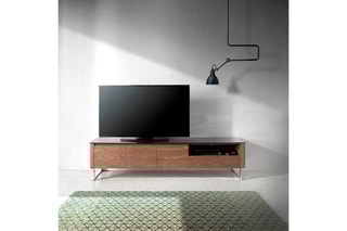 Meuble TV 3 portes en noyer - 200 x 48 x 45 cm