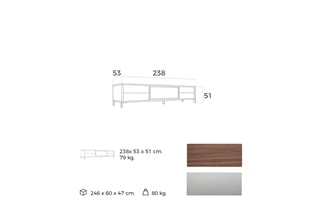 Meuble TV 1 porte - 238 x 53 x 51 cm