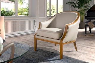 Fauteuil - Blanc et naturel