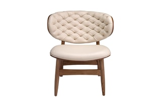 Fauteuil - Beige et naturel - En similicuir