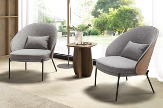 Fauteuil - Gris et imitation noyer