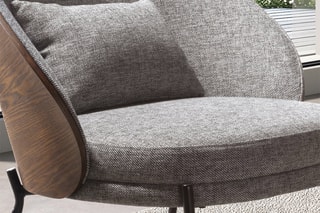 Fauteuil - Gris et imitation noyer
